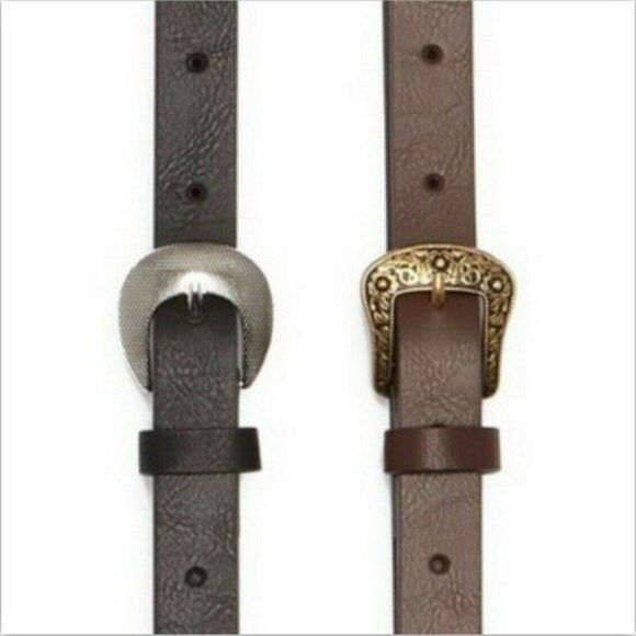 Linea Pelle Set 2 Western Belts Black and Brown Size Large - Picture 1 of 7